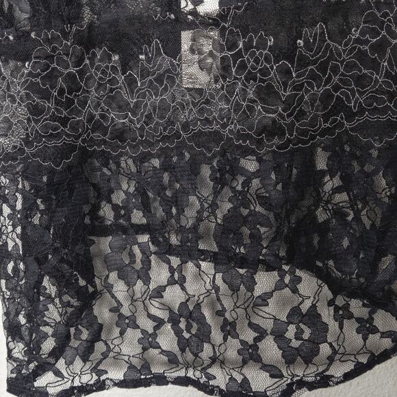 NWT Anthropologie Lace Women's Tank Top Black Sheer Size M Dark Romance - Picture 4 of 8